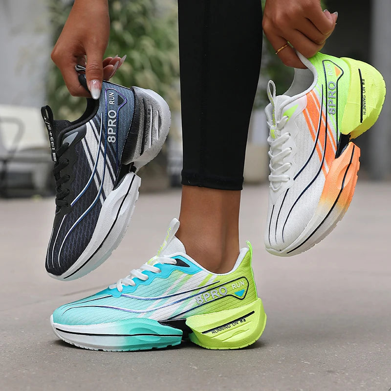 Men's Sports Running Shoes Breathable Lightweight Women's Carbon Plate Sports Anti Slip Tennis Shoes New 2025 Large Size 36 47