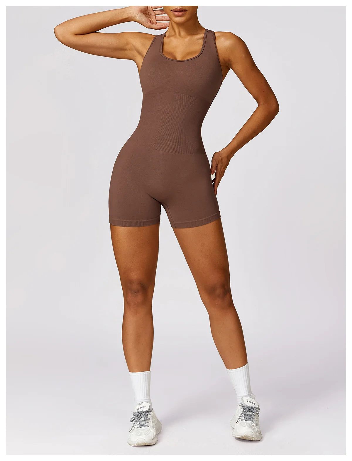 Seamless Gym Sport Short Jumpsuit Women Romper Hollow Backless Scrunch Sexy Monkeys One Piece Outfit Fitness Overalls Playsuit