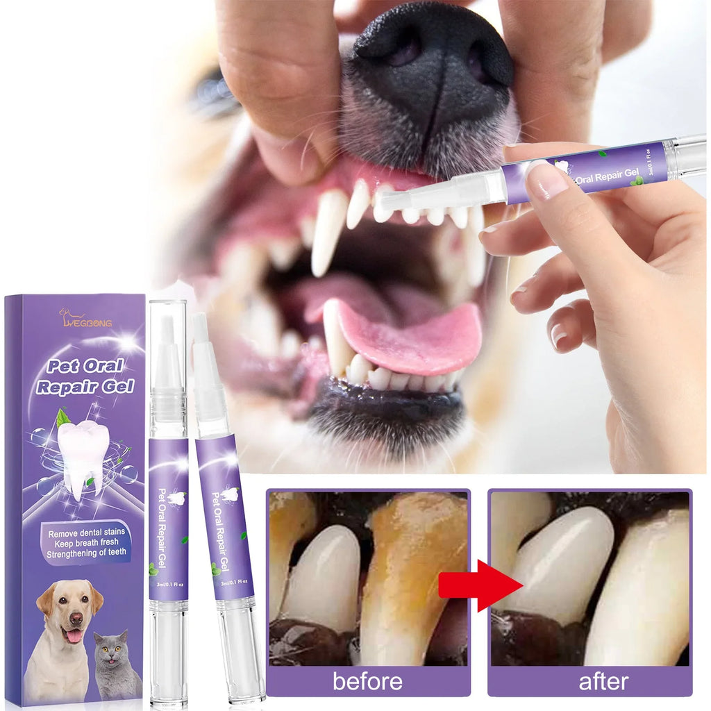 Pet Oral Care Gel for Dogs Cats Deep Cleaning Teeth Stain Remover Fresh Breath Dental Hygiene Plaque Control Water Additive