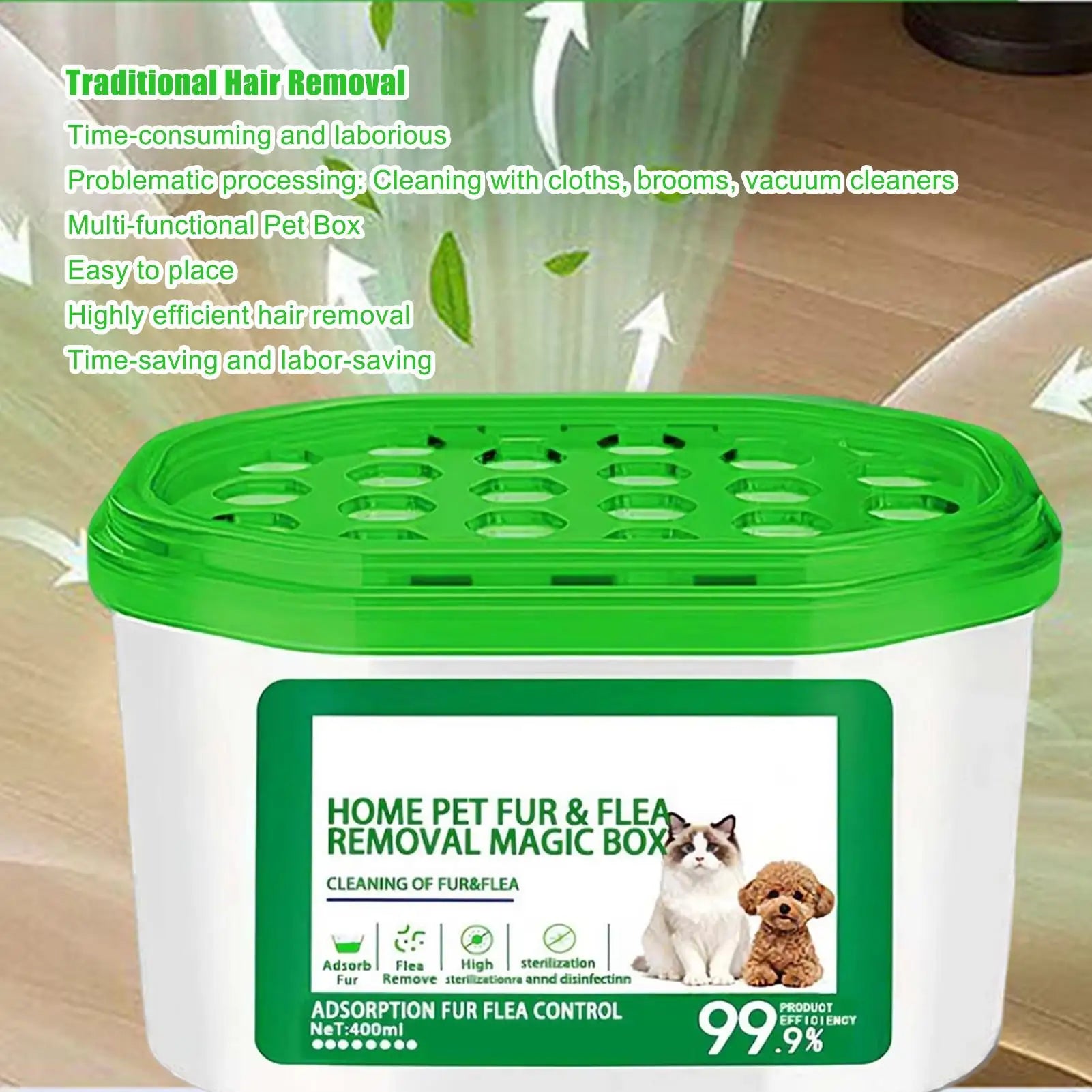 Pet Hair & Dust Remover Box Dehumidifying Air Purifier Reusable Indoor Cleaner for Home Office Bedroom Nursery Kitchen Hotel