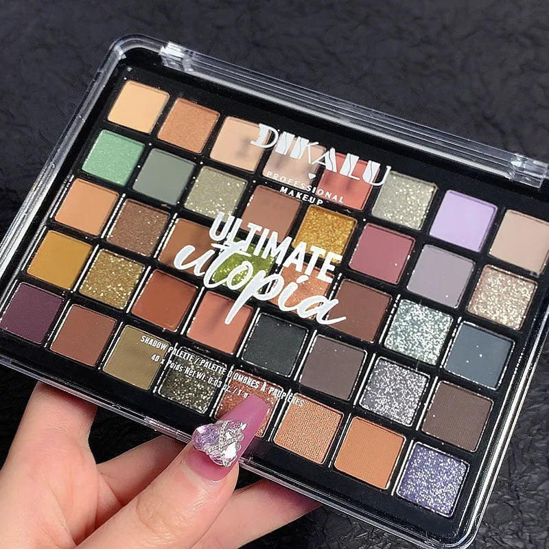 DIKALU 40 Color Eyeshadow Palette Utopia Queen Earth Pearl Matte Glossy Multi-Color Palette