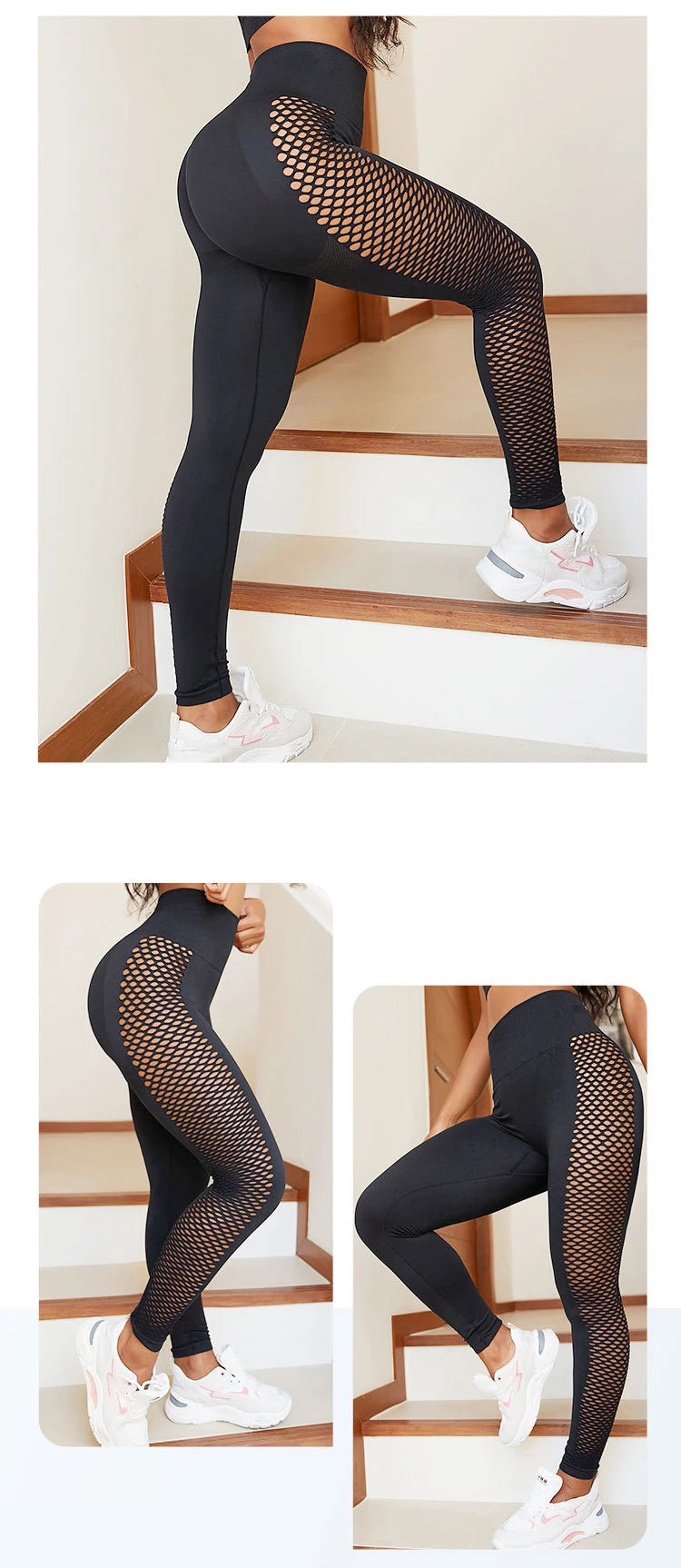 Women Push Up Yoga Leggings High Waist Seamless Fitness Legging Gym Black Mesh Run Workout  Sports Pants