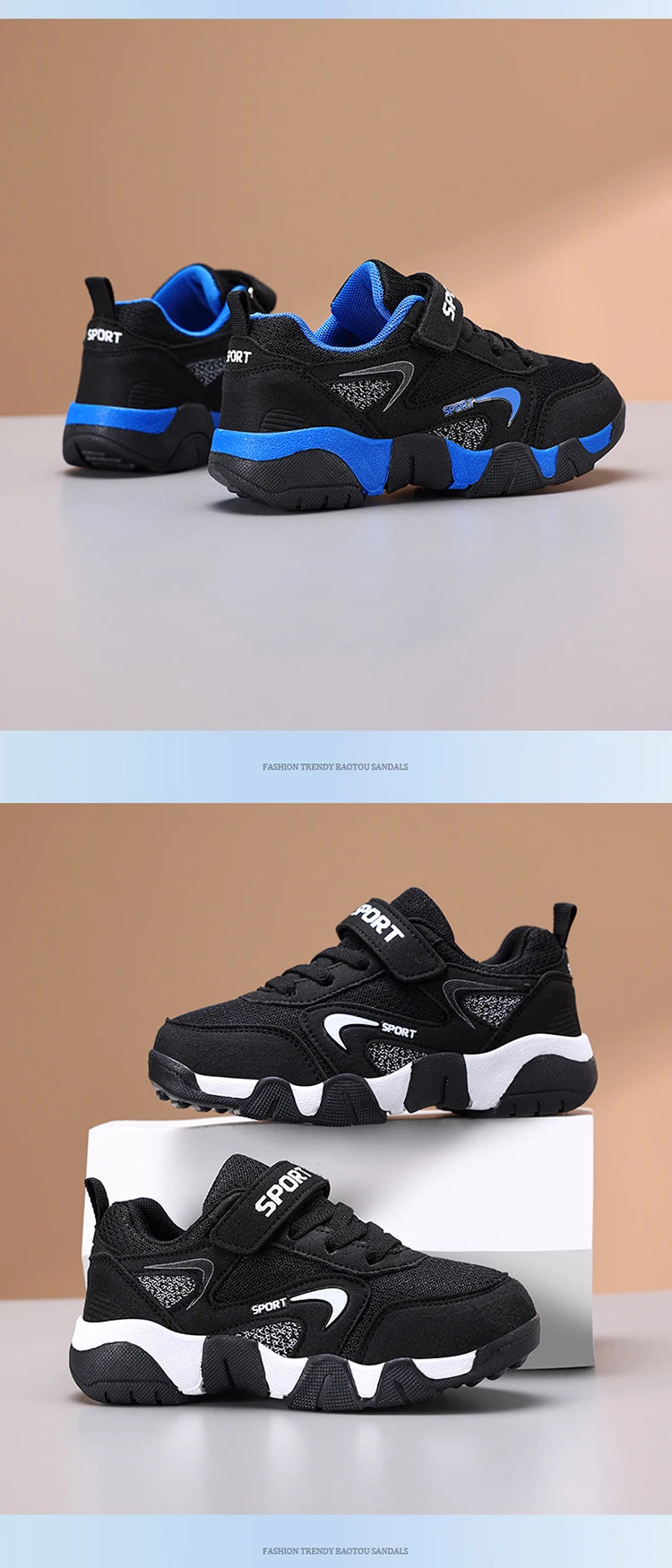 A pair of boys' sports shoes, with mesh upper, anti-slip and wear-resistant sole, and comfortable and soft upperFED-8877