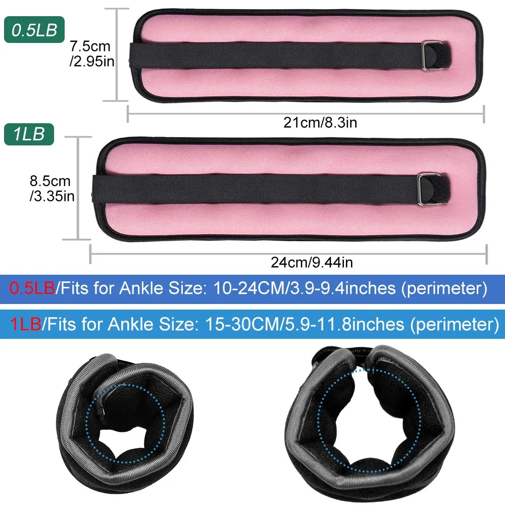 1Pair Adjustable Ankle Weights for Women Men,(0.5kg / 1kg Each Pack) Modularized Leg Wrist Weight Straps for Yoga,Running,Gym
