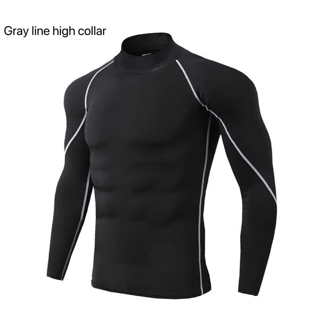 1pcs Men's Long-sleeved Thermal Underwear Male Thin Tight Fitting Fast Dry Elastic Fitness Tops Man Autumn Winter Sprots Wear