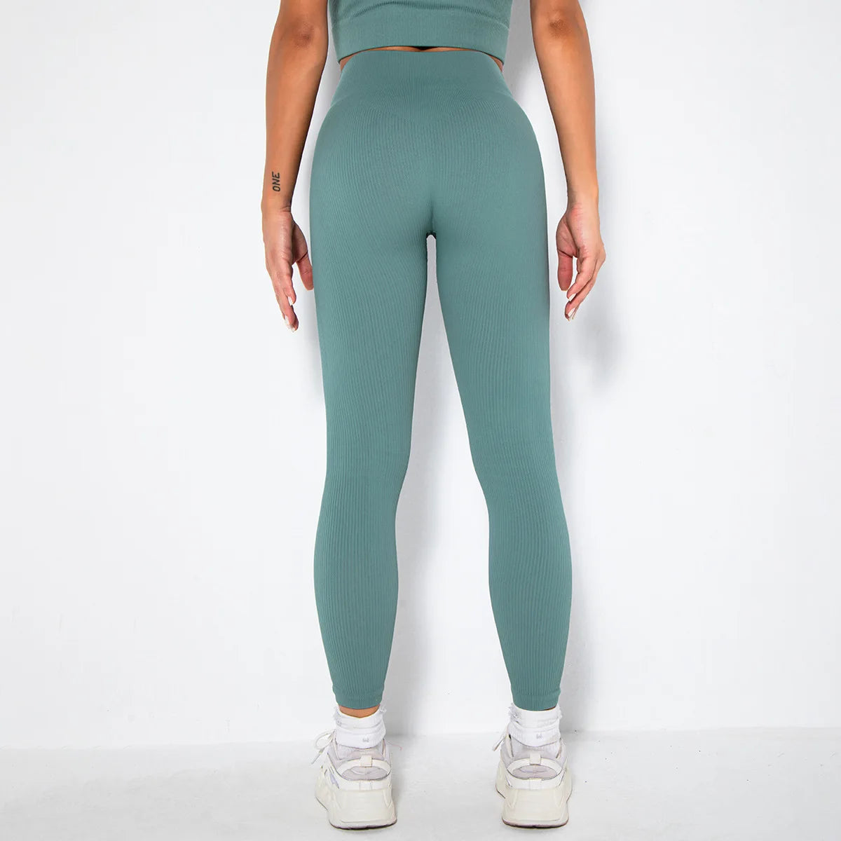 Seamless Ribbed Women Leggings Ladies High Waist Push Up Leggins Tight Striped Fitness Pants for Women Sport Gym Workout Pants