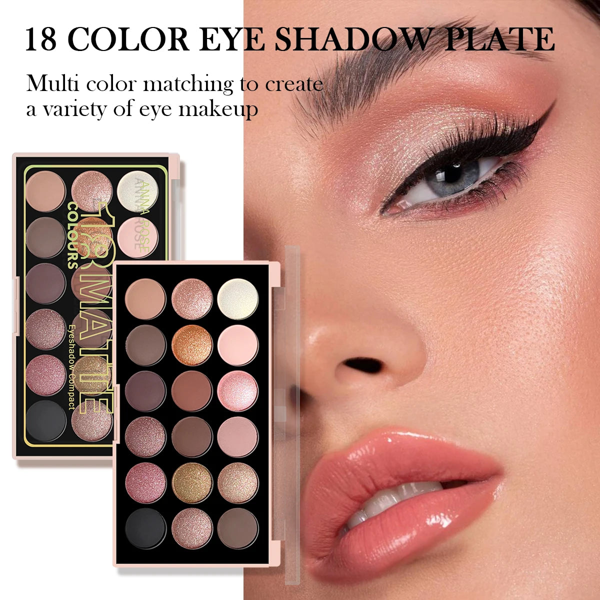 18-color eyeshadow palette, earth tone, European and American eyeshadow, matte and shimmer, versatile makeup
