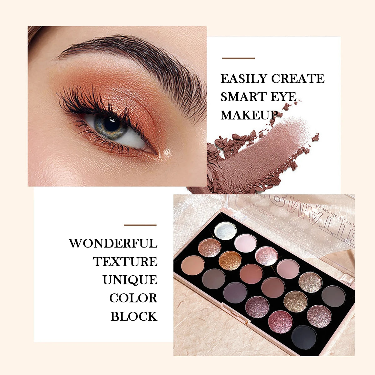 18-color eyeshadow palette, earth tone, European and American eyeshadow, matte and shimmer, versatile makeup