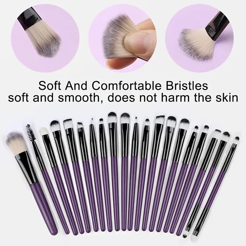 20Pcs Eye Makeup Brushes Set Detail Eyeshadow Brush Makeup Brush White Ultra Soft Eyeshadow Eyeliner Blending Makeup Tool