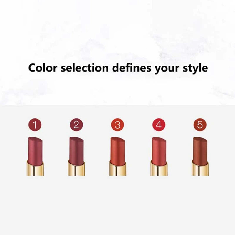 5 color Waterproof Non-stick Cup Round Tube Moisturizing easy to color Lip Gloss Lipstick Long-lasting Lip Lipstick Cosmetics