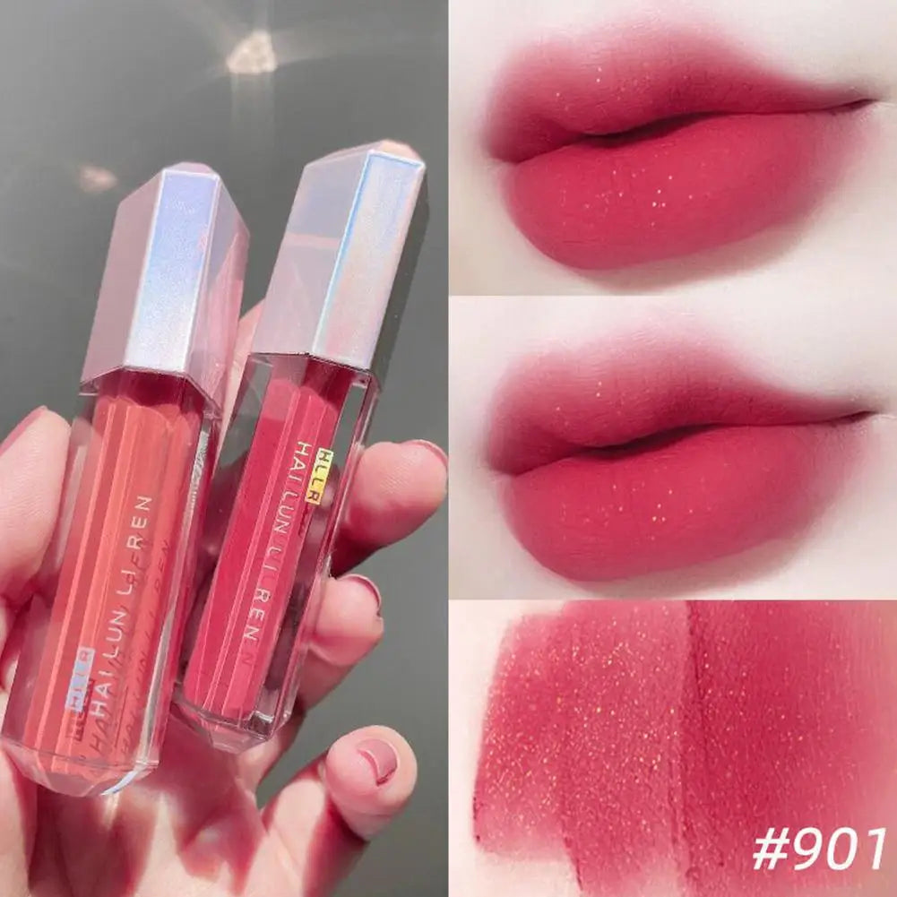 Candied Cherry Blossoms Pink Lip Glaze Velvet Matte Non-fading Lip Cream Mud Waterproof Lip Gloss Women Makeup