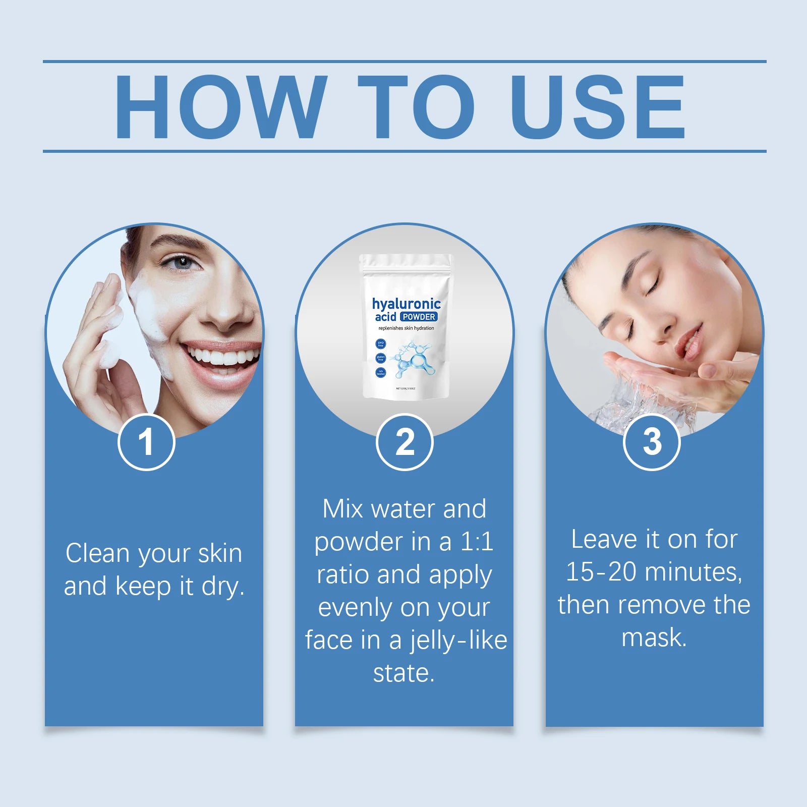 Hyaluronic Acid Facial Mask Powder Moisturize Firming Increase Skin Elasticity Repairing Keratin Brightening Facial Apply Mask