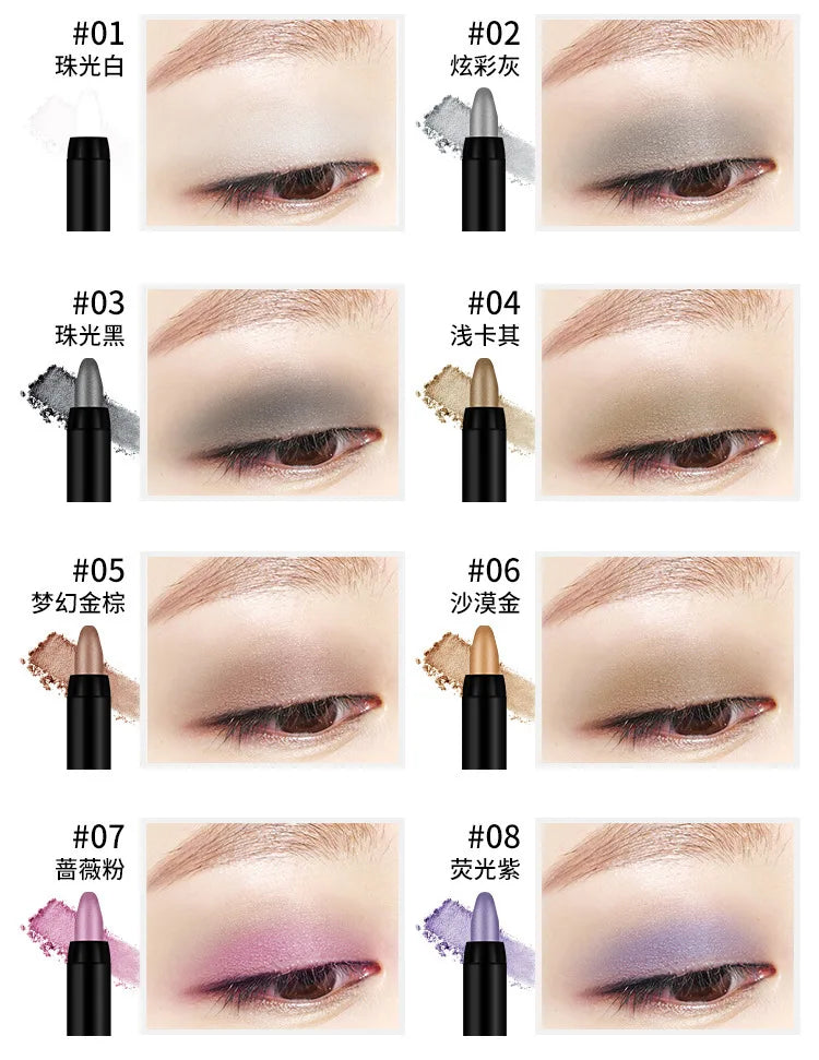 Bling Eye Shadow Pen 16 Colors Eyeshadow Stick Eyeshadow Palettes Women Bling Silkworm Pen Pearlescent Eye-shadow Glitter Pencil
