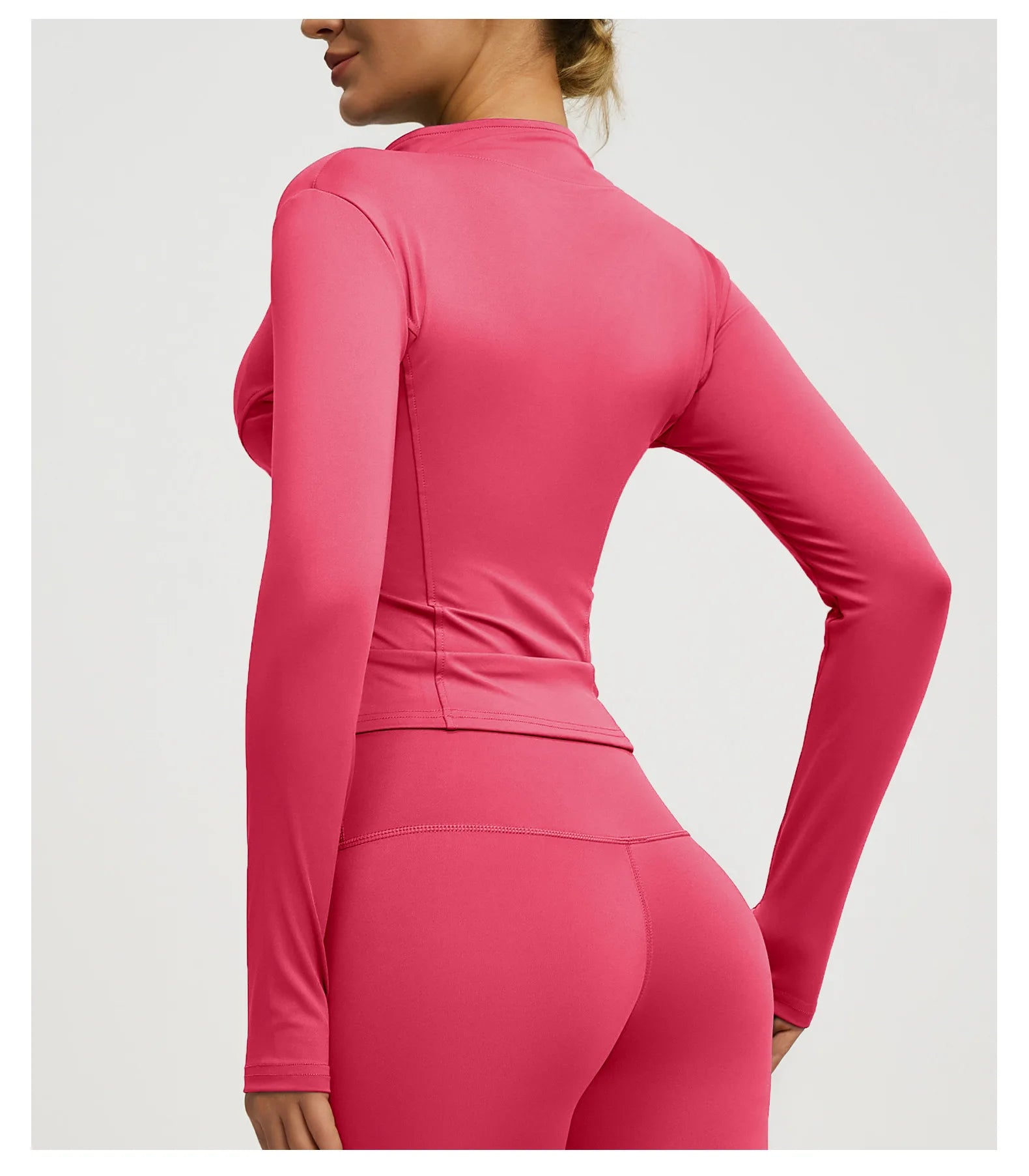 Slim Zipper Jacket Sports Jacket Women's Long Sleeved Tight Fitting Jacket Running Fitness Yoga Suit Top Peach Yoga Coat