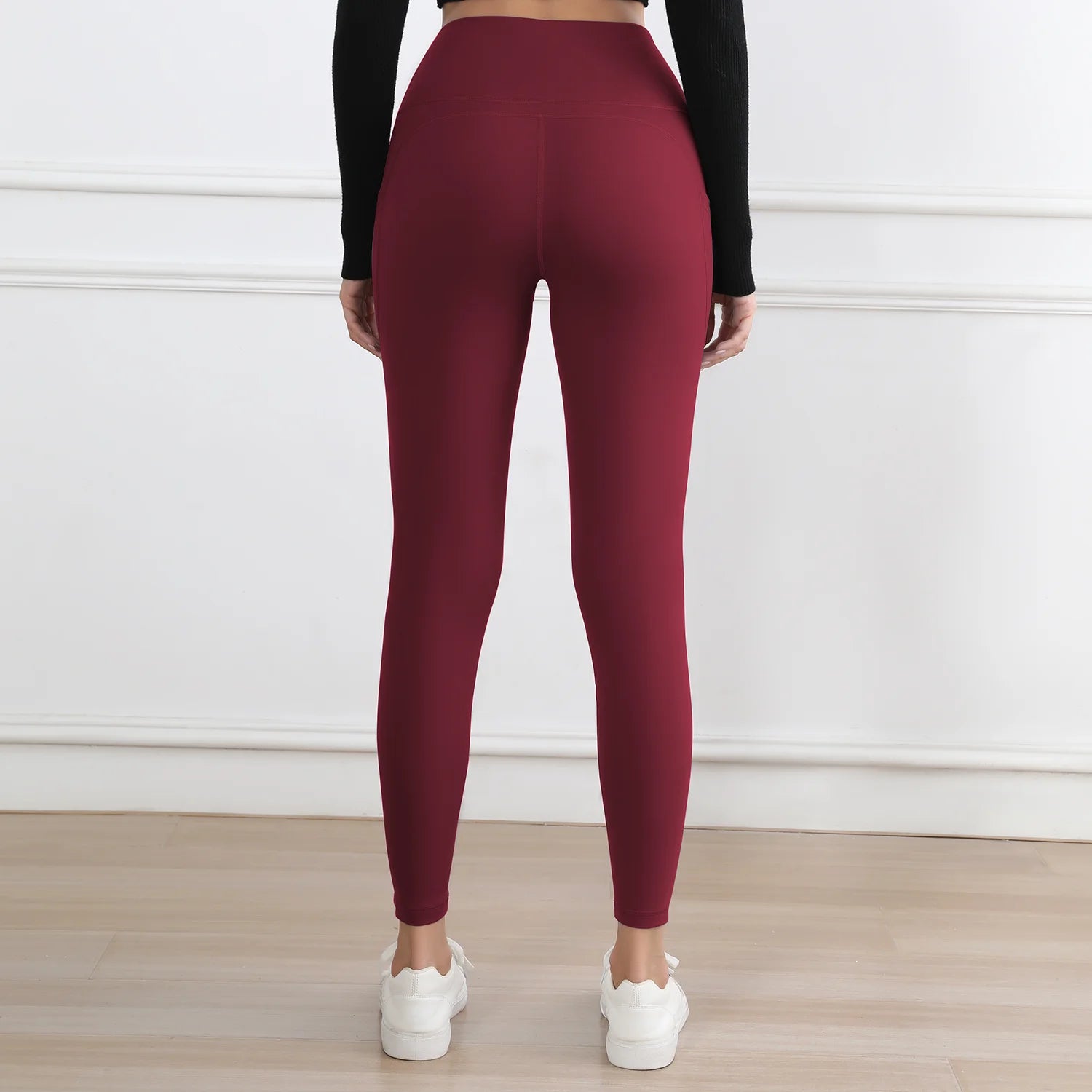 Women Leggings with Pockets Tummy Control Solid Color Fitness Tights Butt Lifting Workout Leggings Casual Wear
