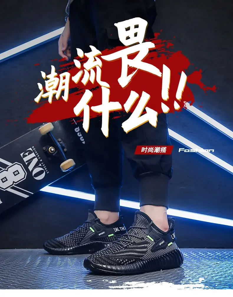 Sports Men's Running Shoes Summer New Classic Breathable Casual Running Breathable Mesh Shock-absorbing Black Tennis Shoes