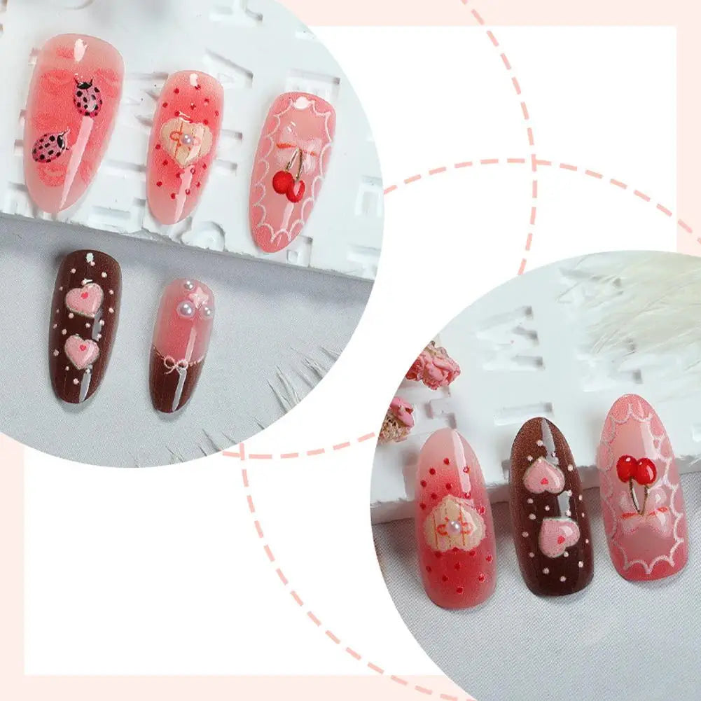Summer Beach False Nails  Colorful Nails Sets With Pearl Flower Design Press On Nails Art Wearable Fake Nail