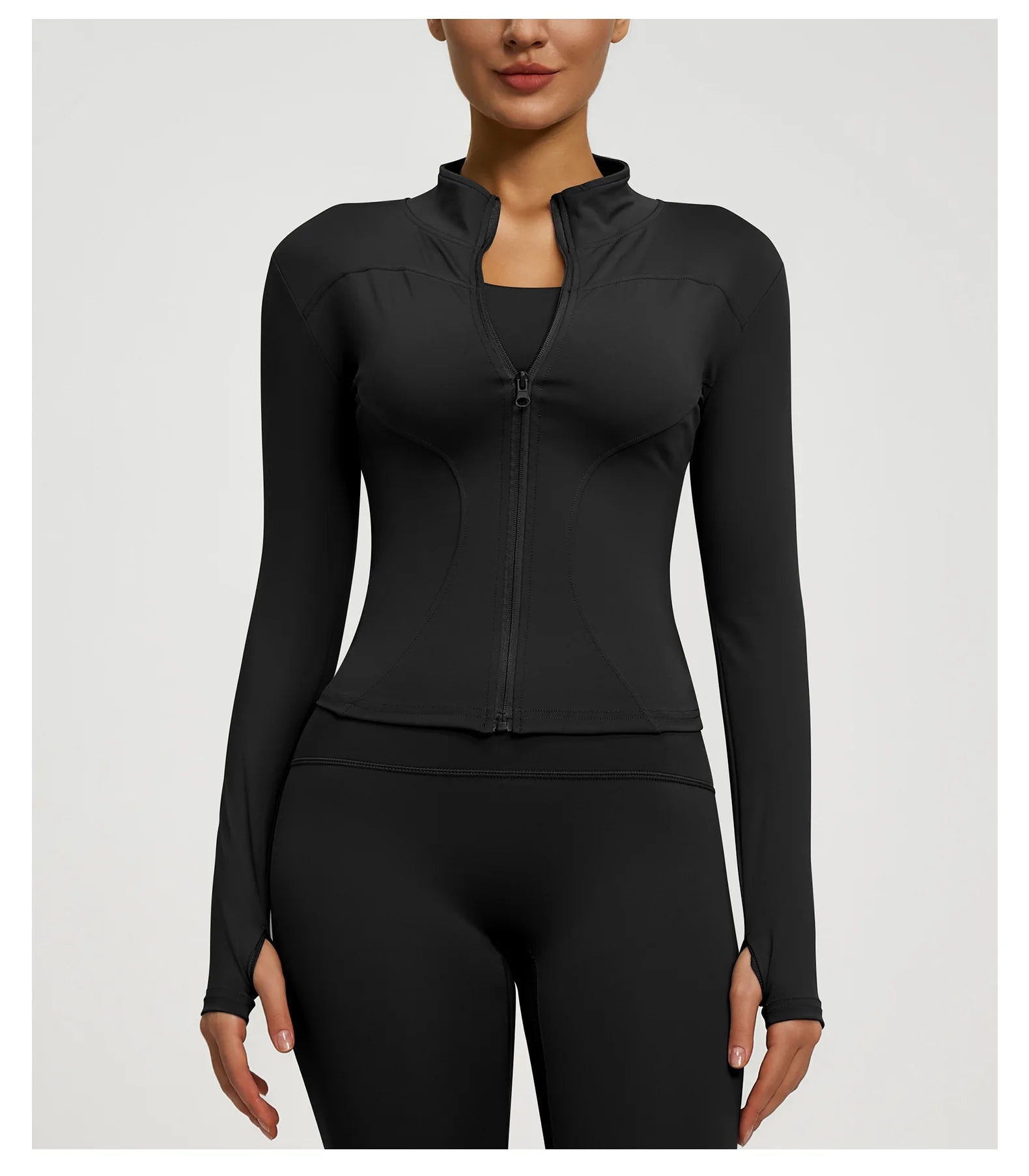 Slim Zipper Jacket Sports Jacket Women's Long Sleeved Tight Fitting Jacket Running Fitness Yoga Suit Top Peach Yoga Coat