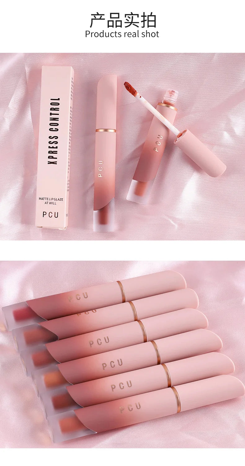 Dual-Use Liquid Matte Lipstick Lip Balm Pink Long-Lasting Non-Stick to Cup 6 Colors Available for Lip And Cheek Makeup