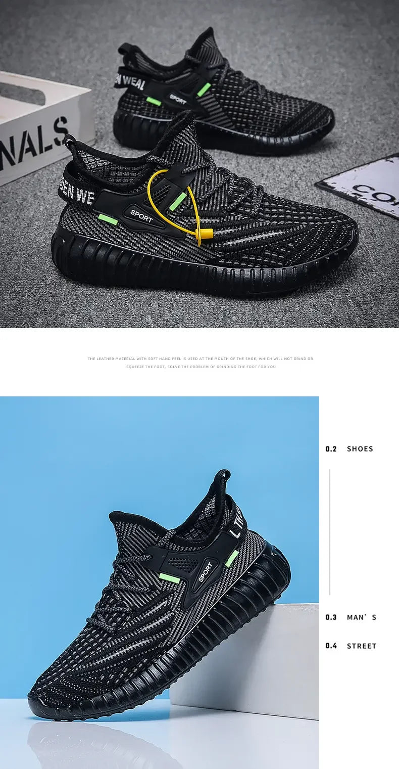 Sports Men's Running Shoes Summer New Classic Breathable Casual Running Breathable Mesh Shock-absorbing Black Tennis Shoes